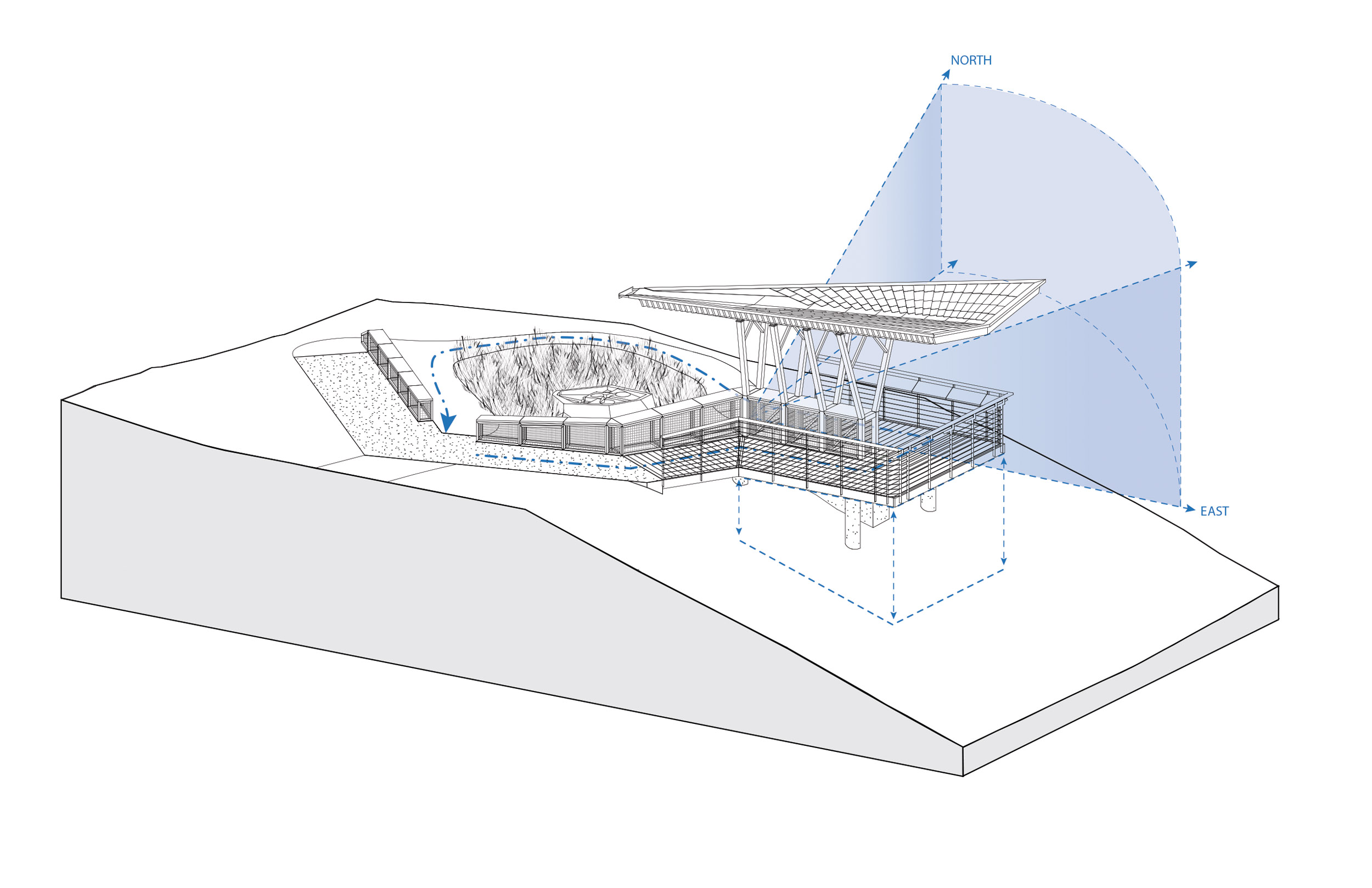 Passerine Pavilion, axonometric diagram