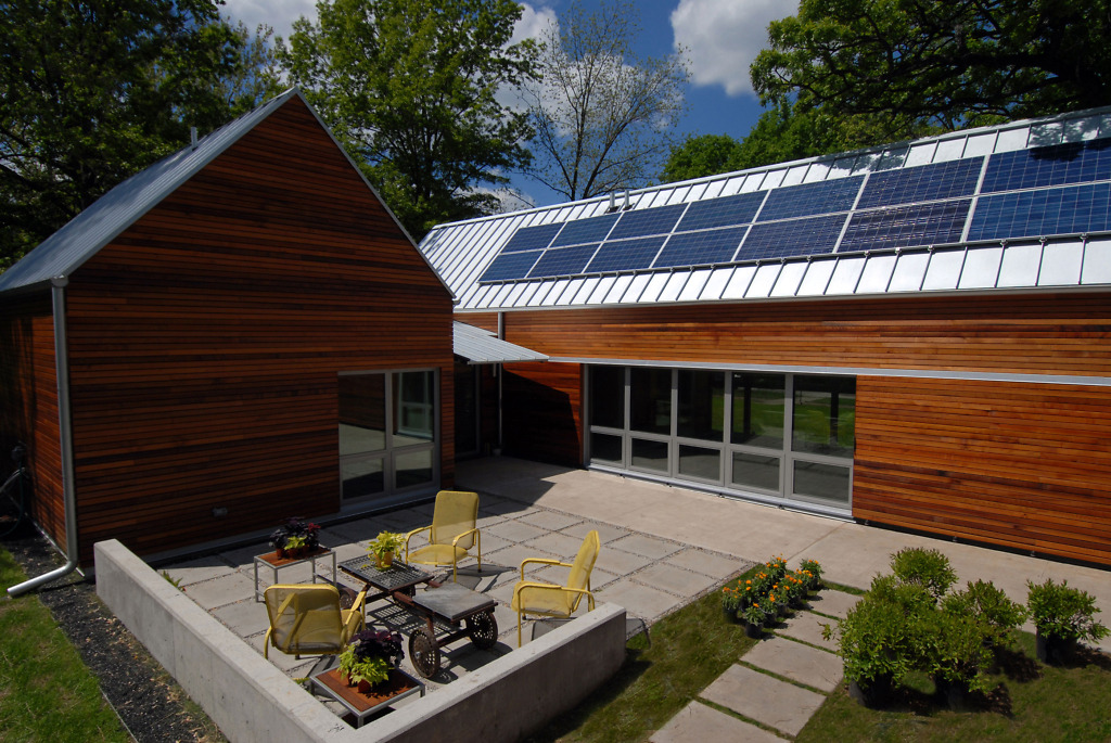 modern house with solar panel