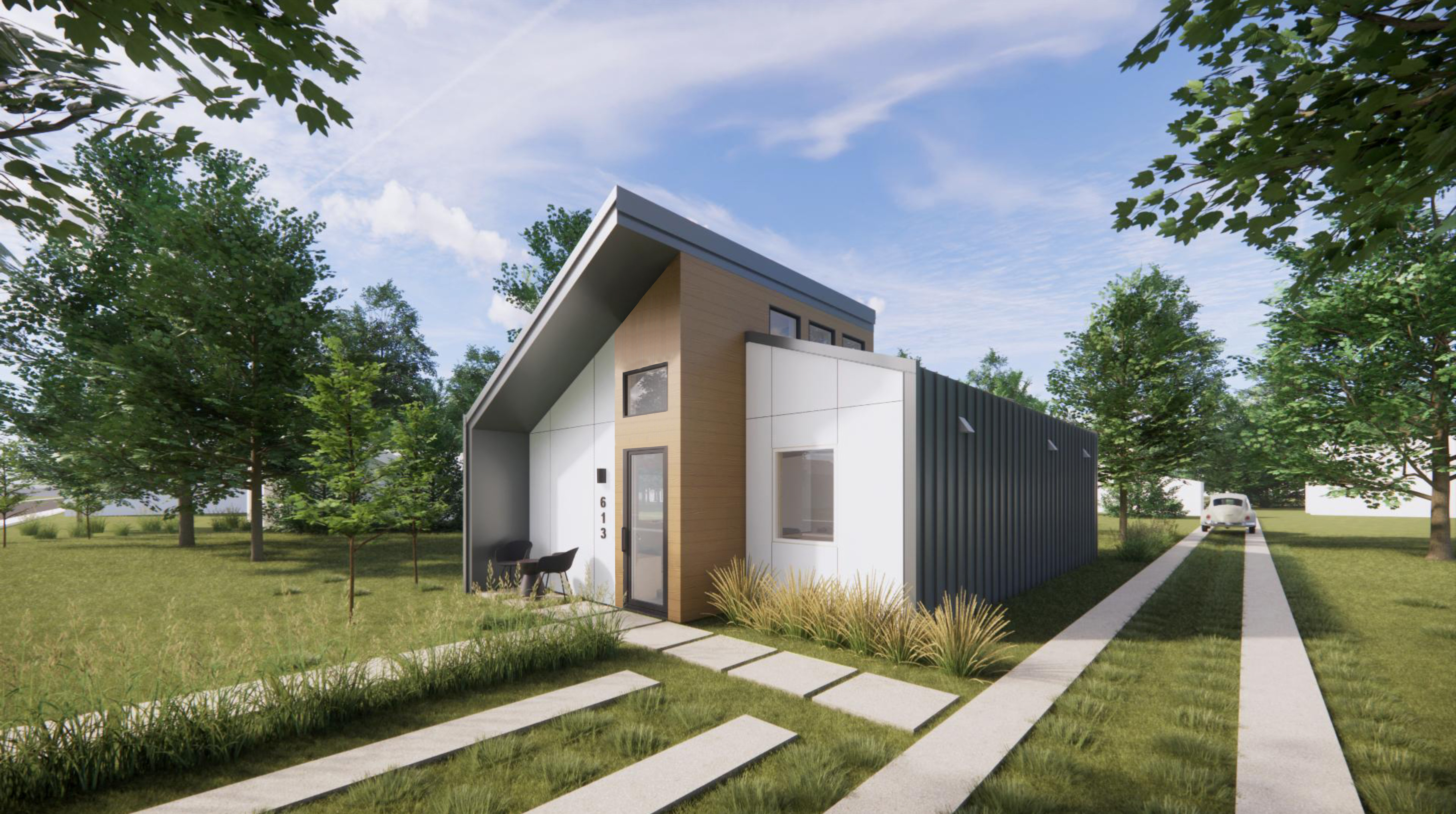 A rendering of the Kaw House, from the street