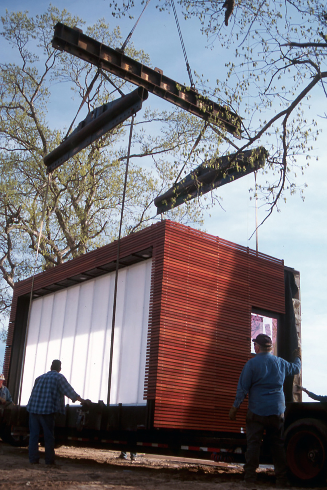 Module pieces being set in place